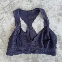 Lace Racerback Blue Bralette Large Wireless Floral Stretch Bra Elegant