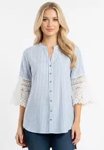 Anne Klein harbor blue and white striped top new with tags size XLarge