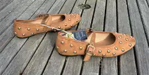 Nwt Women's Penny Gold Studded Mary Jane Flats size 6.5 summer spring whimsy