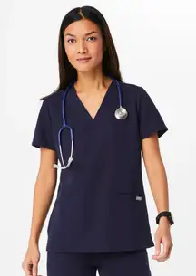 FIGS Navy Blue Casma Two Pocket Scrub Top Uniform Medical Women's size XL