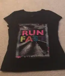 Tek Gear “Run Fast” Black V-Neck Exercise T-Shirt