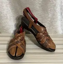 Womens St Johns Bay Leather Sandals Slingback Flats Size 10 M