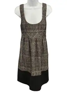 Zara Basic Womens Dress Sleeveless Plaid Black Beige Career Casual