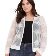 size 4 cream floral embroidered bomber jacket