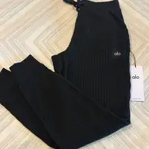 ALO Yoga Muse Black Ribbed Joggers Size XS
