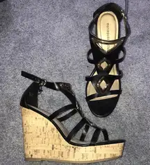 Black and Gold Platform Wedges