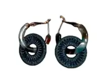 Old Navy  Blue Tortoiseshell yarn weave double hoop earrings