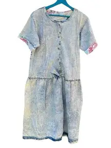 Cherokee vintage women's size medium stone washed denim modest oversized dress