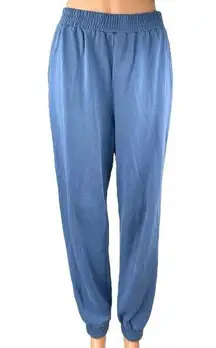 Superdown Women's Blue High Rise Elastic Waist Pull On Tapered Jogger Pants Sz M
