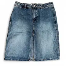 Vintage 2002 Denim Skirt Short Midi Front‎ Split 100% Cotton Size 4 Old Navy