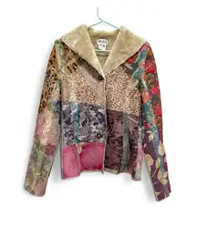 WEAVZ Vintage Patchwork Faux Fur Jacket  Size Small 