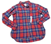 SO Goods For Life Multicolor Flannel Button Up Shirt Women’s Size Medium New‎