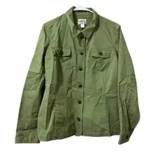 Christopher &‎ Banks Stretch Women Size XL Jacket Green Lightweight Cotton Blend
