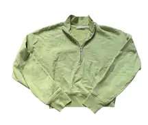 Reformation Jeans Bright Green Cropped Quarter Zip Sweatshirt S