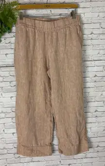 Pure Jill Linen Light Muted Orange Linen Cropped Pull On Pants