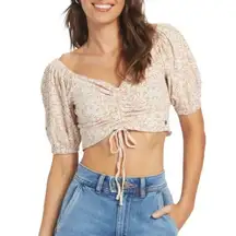 Roxy Flirty Ruched Walk Printed Top, NWT