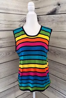 Vintage Rainbow Colorful Striped Sleeveless Sweater Tank Top