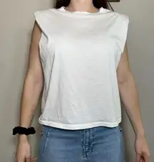 Aritzia Babaton White Shoulder Pad Top Size Small