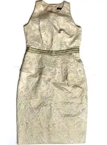 Carmen Marc Valvo Brocade Dress Cream Gold