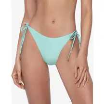 PQ SWIM PILYQ Bikini Bottoms SZ Large NWT Divine Tie Side Full Aqua Blue Shimmer