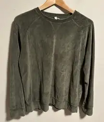 & Other Stories Green Velour Crewneck Pullover- Size 6