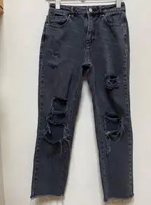 Pacsun Black Wash Ripped Distressed Mom Jeans Size 23 See Description