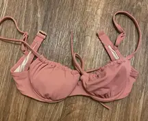 Shade & Shore Womens Blush Pink Shirred Underwire Bikini Swim Top Bra 32B