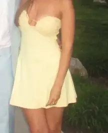 Yellow Open Back Mini Dress