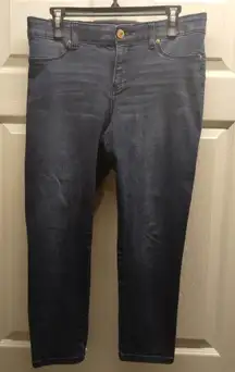 Juicy Couture Women's Size 8 Cropped Faux-Pockets Mid-Rise Denim Blue Jeans