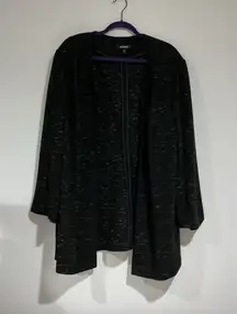 Womans Nine West Open Front Padded Shoulder Black 24w Ribbed Material Jacket