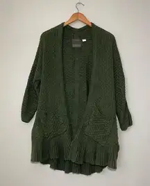 Anthropologie Ruffle Hem Cardigan Sweater