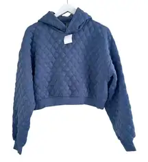 Sweaty‎ Betty Sandwash Quilted Hoodie Endless Blue Cropped Size 6 Oversized
