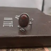 Western Mahogany Jasper Stainless Steel Gemstone Ring
