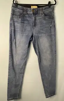 Democracy "Ab" Technology High Rise Distressed Blue Wash Denim Jeans Size 16