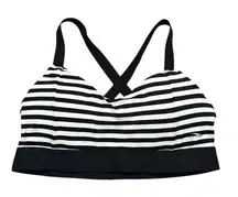 Brooks Hot Shot Sports Bra Black & White Stripe Large