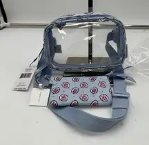 Vera Bradley Mini Belt Bag Pouch Clear Blue Floral Magnifique Leaf With mini (2)