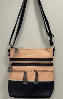 Stone & Co. 3 piece Navy and Pink Crossbody Bag w/ makeup bag & wallet