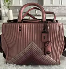 Coach 25035 Rogue Dusty Rose Colorblock‎ Quilted Leather Rivet Bag Handbag HTF