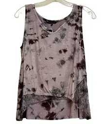 NWT Yak & Yeti Tye-Dye Tank with Lace Accents Small