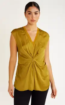 Kenneth Cole Olive Green Twist Front Blouse.     Size-Large