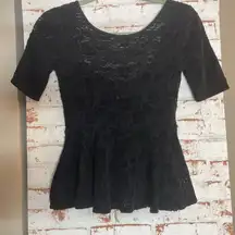 Free People Black Lace Peplum Top
