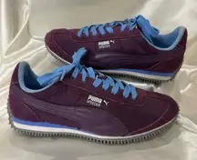 Puma Speeder Sneakers Size 6.5 Purple Blue Suede Retro Low Top Streetwear Chic