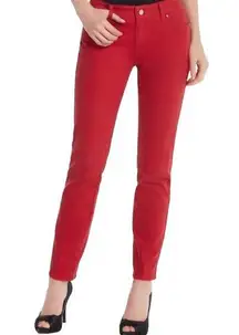 White House Black Market SLim Ankle Blanc Red Stretchy Jeans Size 14