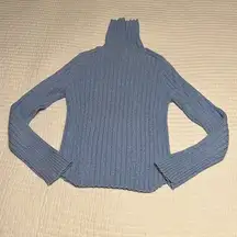 American Eagle Blue Burnout Yarn Wide Ribbed Turtleneck Sweater Medium Excellent