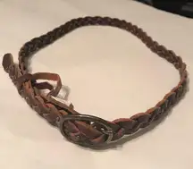 Brown Braided Belt with Gold Studs