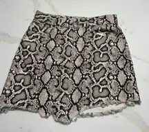 Snake Patterned Jean Mini Skirt