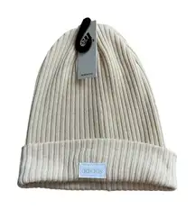 ADIDAS Womens Beige Neutral Ribbed Beanie Winter Hat OS NEW with tags