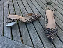 Nwt Women's Annette Satin Slingback Heels A New Day size 7 animal print leopard