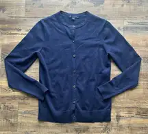 Brooks Brothers Women’s Navy Supima Cotton Crew Neck Button Sweater Cardigan Sm