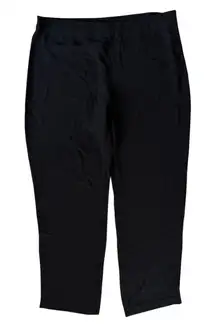 EILEEN FISHER Silk Georgette Crepe Full Length Straight Pants Zipper Black Large